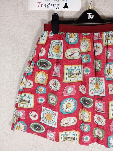 Gonna Cath Kidston stampa orologi rosso cotone XS 6-8 rara stampa donna - Foto 3 di 12