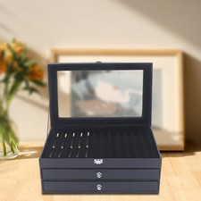 Black 36 Slots Pen Display Box Leather Pen Display Case Fountain Pen Storage Box