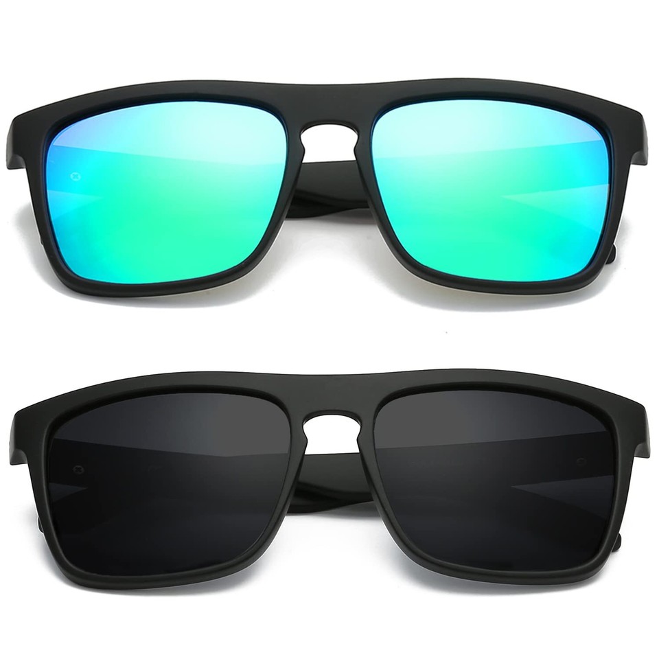 Men Polarized Sunglasses for Mens and Womens, Black Retro Sun Glasses Driving Fishing UV Protection