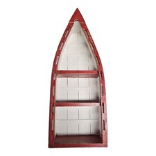 Scaffale o parete barca nautica in legno 18,5" alto x 7" largo rosso e bianco