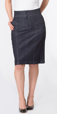 Blue High Waisted Denim Skirt / 24 25 26 27 28 29 / Blue W2001123
