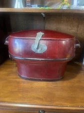 Dome Top Trunk Treasure Chest Wooden Brass/Copper Hinges Vintage 16x12”