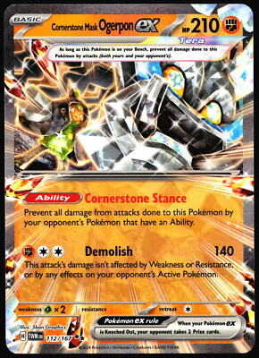 ogerpon pokemon card price Cornerstone Mask Ogerpon ex Twilight Masquerade #112/167 Pokemon Card  T1-509