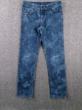 True Religion Jean Youth 12 Blue Camo Regular Straight Leg Wash Geno Single End