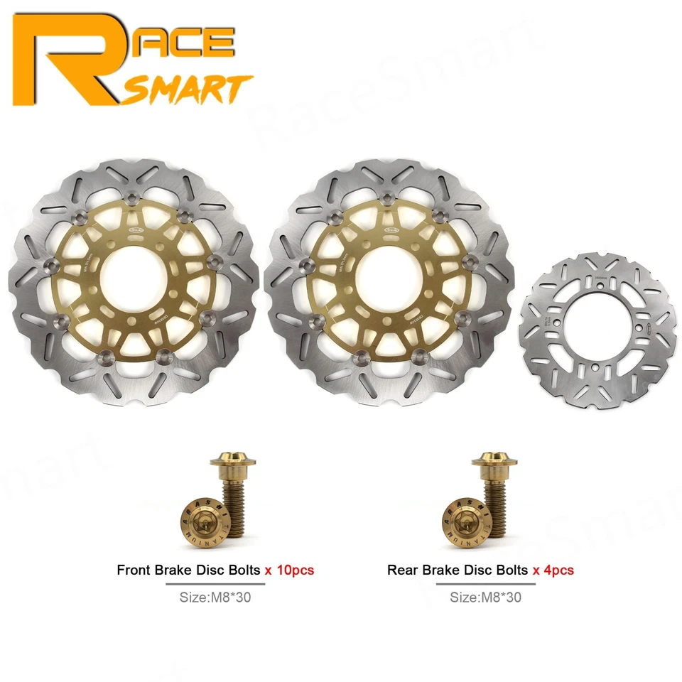 Front Rear Brake Disc Rotors + Mounting Bolts Screw For Kawasaki Z1000 2007-2013 - Image 2 of 4
