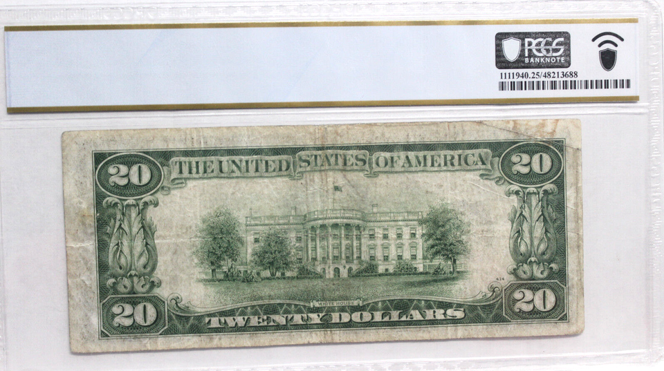 1934 A 20$ New York STAR Note - PCGS Graded Very Fine 25 EARLY SERIAL ...