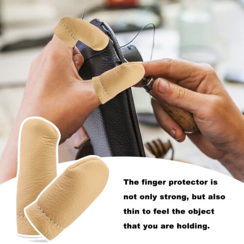 3 Pairs Leather Finger Protector Felting Knitting Finger Thimble Guard - Picture 3 of 7