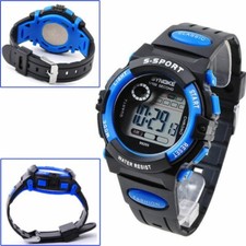 Blue Electronic Watch Kids Digital Waterproof Children Boys Girls Sports Watches