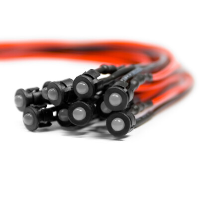 20 x Verkabelte Dioden LED + Plastik Halterung pre Wired Warm Weiß Diffus 9V 3mm