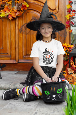 Kinder Tshirt Dont Be a Basic Hexe Halloween Hut Hexe Trick or Treat Spooky 