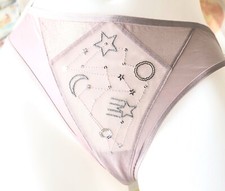 Victorias secret L Rare Vintage Rose Sequin Stars Satin String Thong Panty