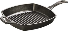 CAST IRON GRILL PAN Lodge Pre Seasoned Steak Bacon Grilling Square Skillet 10.5"