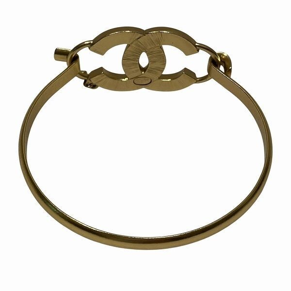 CHANEL Bracelet Gold Bangle Rhinestone 02P Coco Mark chain  display picture 2