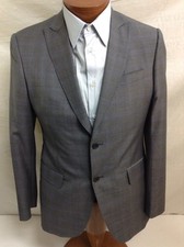 JOHN VARVATOS Dark Gray Plaid 2-BT Wool Suit 38R/33 EU48R