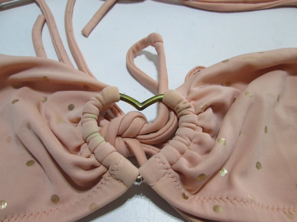 Top de bikini Victoria Secret para mujer talla S bralette desnudo sin forro halter lunares Foto 4 de 4