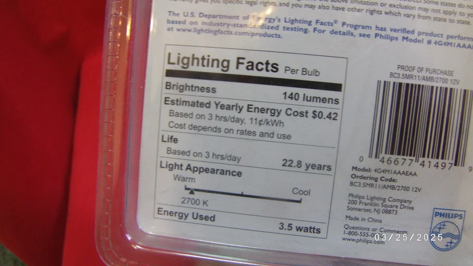 Philips Ambient LED Indoor Flood Low Volt 12V 20W/3.5W MR11 GU4 Lamp Light-Combo - Image 3 of 3