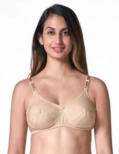 Saree Bra - Beige Double Layered Plus Size Non Padded Wireless Cotton Sexy Bra