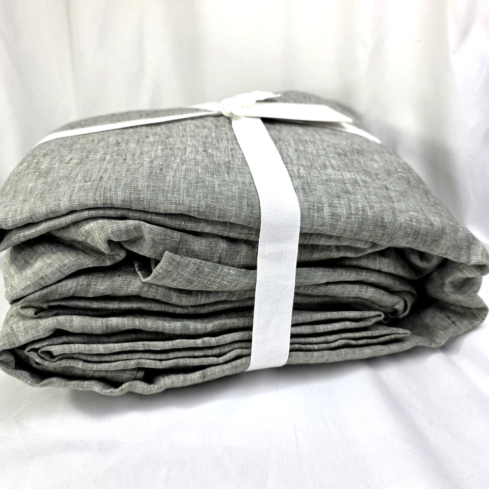 Pottery Barn Belgian Linen King Sheet Set Dark Green NWT  4 Pcs - Image 2 of 4