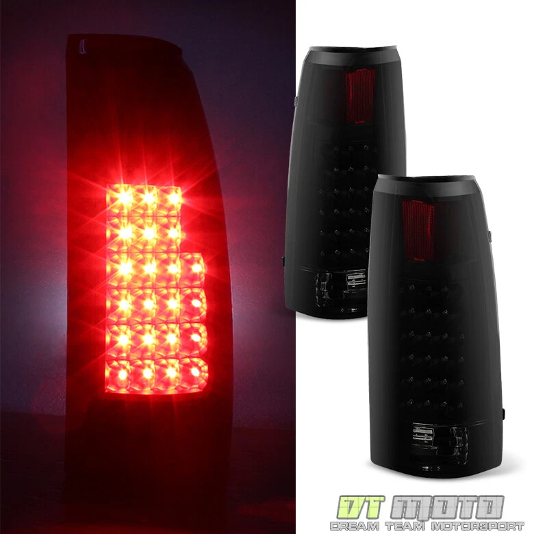 Black Smoke 1988-1998 Chevy Silverado GMC Sierra Suburban Tahoe LED Tail Lights - Image 2 of 4