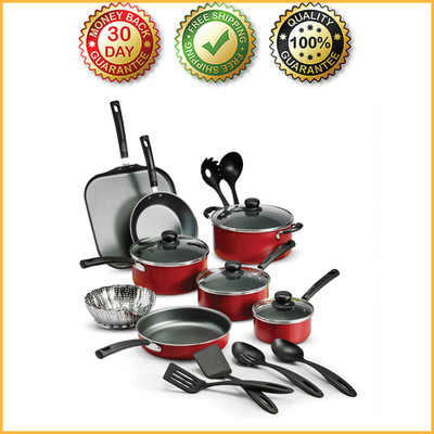 Tramontina Primaware 18-Piece Non-Stick Cookware Set   Red
