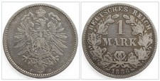 1 Mark Piece 1886 J German Reich Imperial Eagle Old Empire Silver Coin