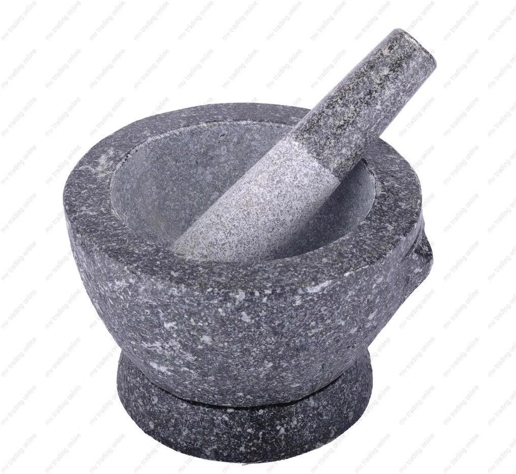 Stone (Granite) Mortar and Pestle, 7 In, 2+ Cup Capacity