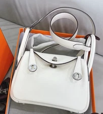 Hermes Nata Lindy Mini Shoulder Bag White Silver Used Women Classic