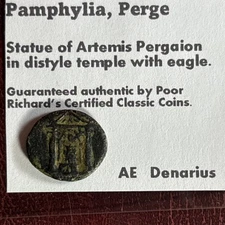 Rare Ancient Greek Bronze Coin - Perge Pamphylia 2-1st Century BC - Artemis C606