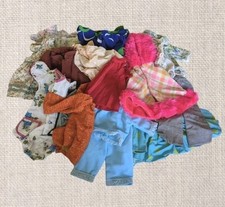 Vintage Antique Doll Clothes Lot Mixed Handmade Dresses Coats Colorful Bulk TLC