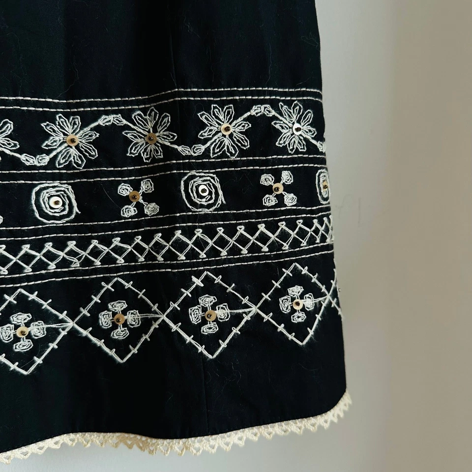 Falda midi vintage Villager by Liz Claiborne negra bordada - talla 12 - nueva con etiquetas Foto 3 de 4