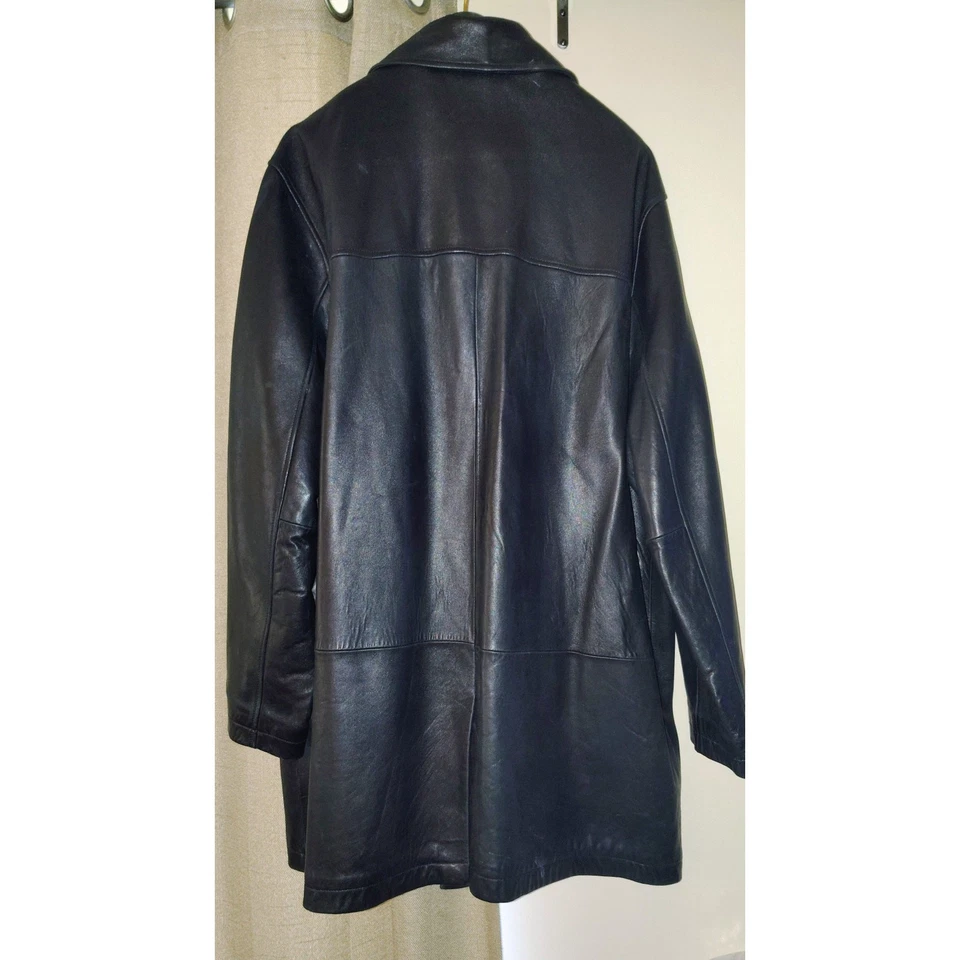 Brooks Brothers Golden Fleece Mens Leather Car Coat Jacket Black Luxury Size XL - Image 3 of 4