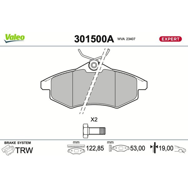 Valeo BremsbelÄGe Satz Vorderachse Passend FüR CitroËN C2 C3 | 301500A-image