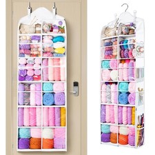 Hanging Yarn Storage Organizer with Zipper Pockets, 6 Tiers Over The Door  C...