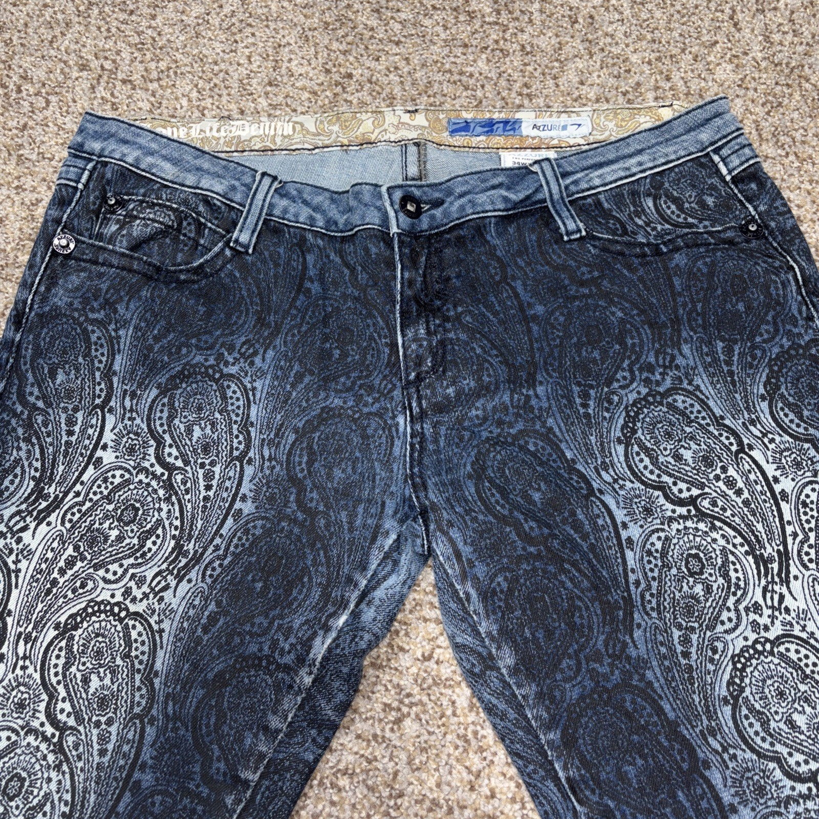 Azzure Love Life Denim Vintage Paisley Pront Jeans Dark Wash 34x33 Fits 36 X 32 - View 2