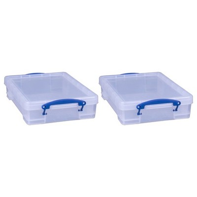 Really Useful Box 4 Liter Plastic Stackable Storage 2 Pack, Transparent