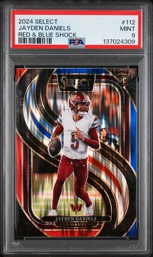 2024 Select Jayden Daniels RC #112 Red & Blue Shock PSA 9