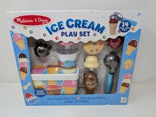 Melissa Doug Wood Ice Cream Play Set 14-Piece HTF Wooden Set New