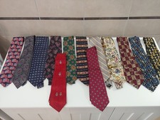 13 VINTAGE WIDE NECKTIE LOT CRAFT COSTUME SOME SILK
