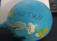 Vintage-Mexico Gourd Maracas-Hand Painted-Shaker Instrument