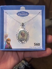 Disney Frozen Silver- Plated Princess Anna Pendant-  18" 