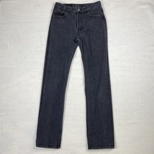 Vintage Levis 701 Student Jeans Women 28x32 Made in USA Black Button Fly 80s 90s