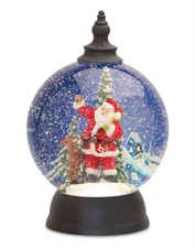 Melrose LED Snow Globe Ball with Santa and Deer Figure 9.25"D