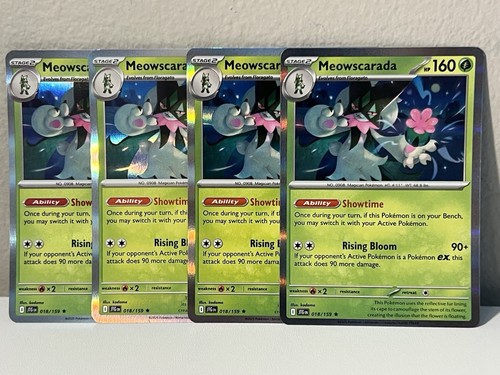 4x Meowscarada 018/159 Holo Rare Pokemon SV: Journey Together Playset