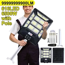Extra LARGE 11000W Commercial Solar Street Light LED Outdoor Dusk to Dawn+Pole