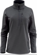 Simms Fishing Women’s Fleece Midlayer 1/2 Zip Raven -Med -Best Layering New!