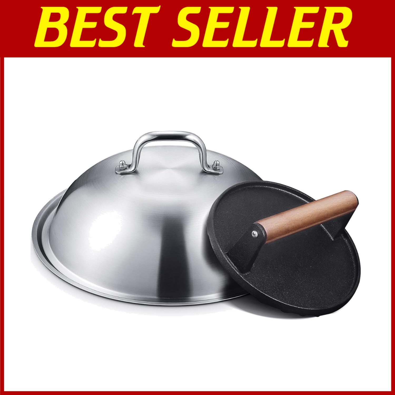 Heavy-Duty 12.5-Inch Melting Dome and 7-Inch Burger Press for Blackstone Griddles  