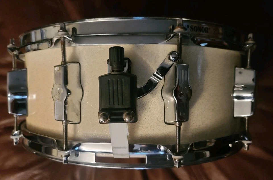 OLDER SONOR FORCE 3003 14X5.5 MAPLE SHELL SNARE DRUM IVORY SILVER SPARKLE - Image 2 of 4