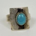 Vintage Signed Southwestern 925 Sterling Silver Turquoise Ring, Size 10