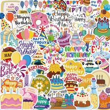 Happy Birthday 50 PCS Cute Cartoon Waterproof Vinyl Stickers for Laptop, Noteboo