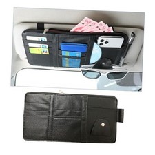 Car Sun Visor Organizer, Leather Multi-Pocket Auto Visor Storage Pocket Black